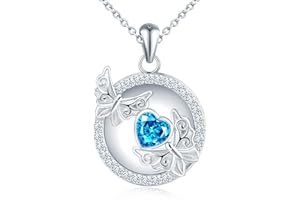 MicLee Collana Ciondoli Foto da Donna in Argento 925 Pendenti Medaglioni de Farfalla Moda Collane Rotonda di Farfalla Ritagliata con Zircone a Cuore Ciondolo Apribile