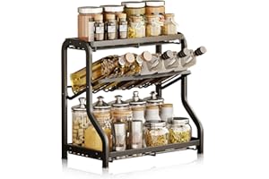 Aresvrgo 3 Livelli Portaspezie Salvaspazio, Porta Spezie Cucina Acciaio Inossidabile con 3 Mensole,Senza Forare,Multifunzionale Organizer Spezie Cucina per Barattoli,Spezie o Condimenti