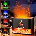 2-in-1 Essential Oil Diffuser, Luckits Simulation Flame Humidifier Colorful Light Mist Diffuser Waterless Auto-Off Air Humidifier Himalayan Salt Rock Scent Diffuser for Bedroom Office Spa Home Decor