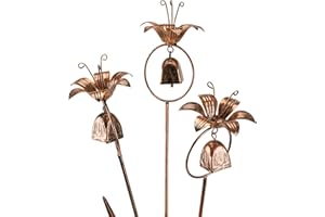 WSGIFT Gardens Metal Lilies Flowers with Bells for Outside Yard Art Metal Bronze Calla Lily