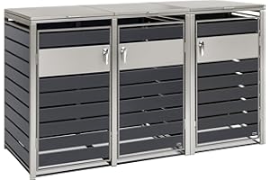 Zelsius Mülltonnenbox 3er Mülltonnen | 120-240 Liter | Anthrazit | inkl. Erweiterungsmöglichkeit | Mülltonnenhäusschen, Mülleimerboxen, 3er Abfalltonnenbox, 3 Tonnen