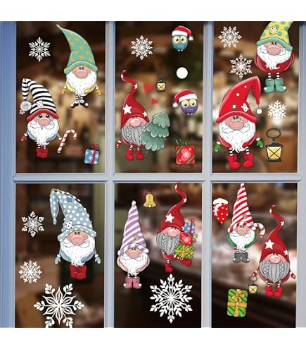 Stickers Fenêtre Noël Réutilisables XXL - Père Noël & Chouette Pour Déco Festive