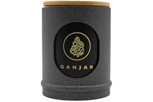 GANJAR Behälter für Kräuter - Made in Germany - mit UV-Schutz, Sichtfenster und Halterung für Humidity-Pads S-Series (Onyx Grey)