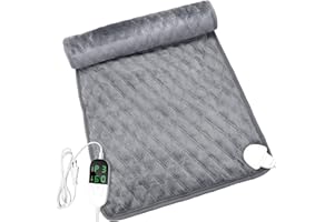 Nauotk Cuscino riscaldante elettrico 76 x 40 cm, 6 impostazioni di temperatura e 4 impostazioni di tempo con display a LED, Heating Pad per alleviare il dolore, freddo