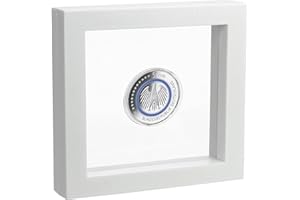 SAFE 4500 Cornice Fluttuante Bianca 13x13 cm – Supporto 3D per Monete – Cornice da Esposizione per Collezioni – Silicone Trasparente Protettivo