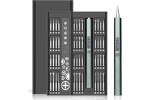 EFAITH tournevis de precision, 66 en 1 Kit mini tournevis electrique sans fil avec Chargement USB & Éclairage LED,Pour réparation Appareil Photo/PS4 /Ordinateur Portable/Téléphone/Produit électronique