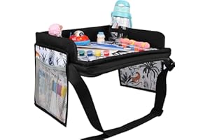 YZNlife Kids Car Table,Upgraded Travel Tray for Airplane,Travel Desk Essential Accessories,Carseat Table Tray for Kids Road Trip Activities