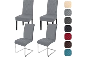 ‎YUGARLIBI Yugarlibi Jacquard Stuhlhussen 4er Set Stretch Stuhlhussen Schwingstuhl Elastische Moderne Stuhlbezug Abnehmbarer Waschbarer Stühle Schutz für Küche Restaurant Bar Hotel Bankett (Hellgrau, 4 Stück)