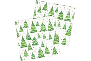 HNH Christmas Paper Napkins Disposable Pack of 50 Green Forest Luncheon Napkins Party Dinner Napkins for Table Decorations