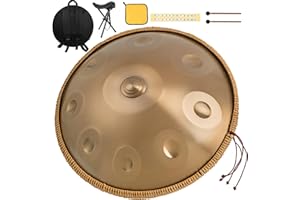 HAND-PAN 440 Hz Handpan Drum 9 Toni 22 Pollici Handpan Instrument Re Minore Handpan Music Percussione Armonica con Risonanza Confortevole Ideale per Principianti Sound Healing Meditazione