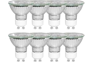 Caldarax Paquete de 8 Bombillas Focos GU10 50W Regulable, Blanca Cálida 2800K, AC 220-240V, 500LM, Ángulo de haz de 45°, MR16 Reflector, Dicroico Focos, para Luces de Pista, Luces Empotradas