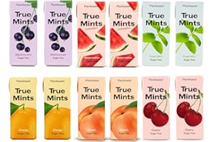 TRUE GUM True Mints MIXED 6 Flavours (12-pack) - Sugar Free Mints - Xylitol Mints - Fruit Pastilles - Sugar Free & Plantbased Travel Sweets with Natural Flavours