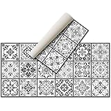 Alfombra Vinílica Hidráulica (80 x 40 cm, Negro-Gris) - Distintos colores y tamaños - Alfombra Cocina, baño, salón Comedor - 