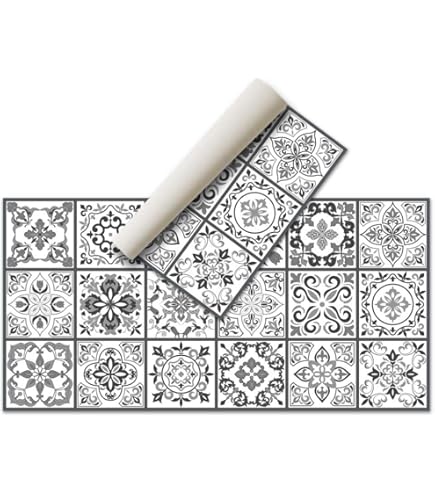 DobleUve Estudio Vinyl Teppich Hydraulik 24 Braun - 65x200cm Waschbarer Küchenläufer