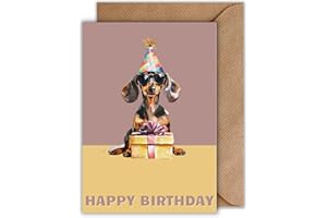 ‎WBDESIGNZ WBdesignz Geburtstag Karte mit Umschlag - Geburtstagskarte “Happy Birthday” Dackel mit Sonnenbrille Geschenk Glückwunschkarte Herzliche Geschenkkarte zum Geburtstag (DIN A6)