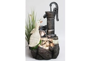 Fontaine de Jardin BK821 avec éclairage LED Grande Fontaine oies Jeu d'eau décoration de Jardin 58,5 cm