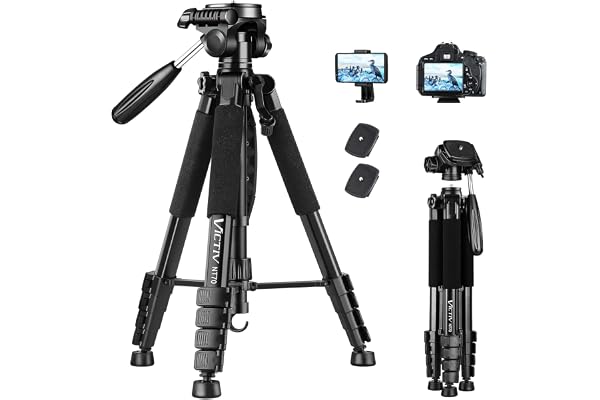 Trépied Appareil Photo pour Smartphone, Victiv 185cm Trépied Caméra en Alliage Aluminium Léger, avec tête pan Amovible à 3 Voies, Trepieds Photo Compatible DSLR Nikon Canon Camera (Nouveau Améliorer)