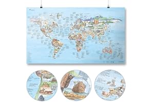Climbing Map by Awesome Maps - Mappa del mondo illustrata per gli appassionati di arrampicata - riscrivibile - 97,5 x 56 cm