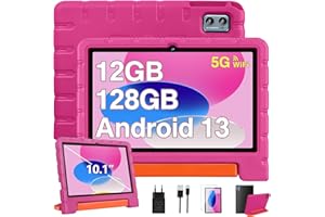 ZIOVO Tablette 10 Pouces Android 13 Tablette Enfants,12Go RAM+128Go ROM(TF 1To), 5G WiFi Tablette,8 Cœurs, 2.0 GHz | 6000mAh | 5+8MP | BT 5.0 | Contrôle Parental Tablettes avec EVA Cas-Rose