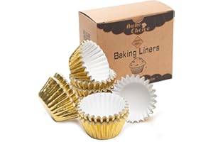 BAKE CHOICE Caissette Muffins Papier Mini,400 pièces,Antiadhésives & Doublures de Muffins en Aluminium,Caissettes Cupcake Pour Fête & Mariage,Couleur Or,Mini Taille