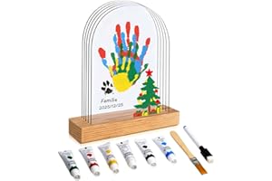 SENLINLIN Kit Empreintes Familiales pour 5 Personnes, Kit Empreintes Mains et Pieds Bébé, Peinture à Doigts Non Toxique, Cadeau de Naissance Personnalisé pour Filles et Garçons, Idée Cadeau de Noël