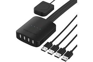 Sabrent Switch 4 ports USB 2.0. Commutateur de partage pour 4 ordinateurs et périphériques. Indicateurs à LED (USB-USS4)