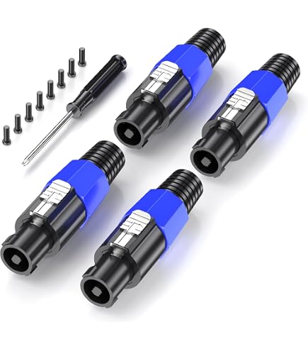 SUNNAREPOON 8 juegos de conectores Speakon, conectores SpeakON de bloqueo giratorio de 4 polos y enchufe de montaje en panel de chasis, compatible con adaptadores de enchufes de las series NL4FC SUNNAREPOON 8 juegos de conectores Speakon, conectores SpeakON de bloqueo giratorio de 4 polos y enchufe de montaje en panel de chasis, compatible con adaptadores de enchufes de las series NL4FC