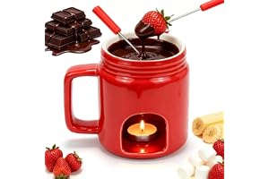 sudatong chokladfondue kopp keramik chokladfondue, choklad fondue mugg set med gaffel – 200 ml mini chokladfondue kopp för choklad ost smör fondue kruka för hem kök älskare