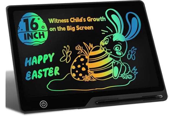 16 Pouces Tablette d'écriture LCD Rechargeable, Portable Tablette Dessin Enfant Effaçable Écriture, Dessin et liste de mémorisation Ardoise Magique Educatif Cadeau pour Enfants Jouets Noirs