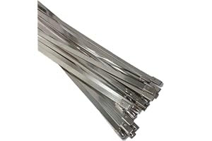 ON1SHELF Wysokiej jakości opaski kablowe ze stali nierdzewnej, zamki błyskawiczne SS304, metalowe opaski kablowe, samozaciskowe opaski kablowe z samozaciskowym zamkiem, morskie metalowe zaczepy krawatowe (20, 4,6 x 300 mm)