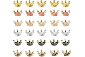 WLVinson Kleine Kronen Goldene,6 Farben Mini Deko Krone zum Basteln DIY Krone Schmuck Charms für Torte,Vintage Crowns für Armband Anhänger Perlen Krönchen,Sorgenwürmchen Flügel Zubehör,Kunsthandwerk