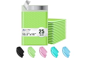 JOLLYTRIP Bubble Mailers, 10.5x16 Inch 25 Pack #5 Padded Envelopes Self Seal Adhesive Waterproof, Large Shipping Envelopes, Poly Bubble Padded Mailers (Light Green)