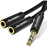 SUCESO Audio Klinke Y Splitter Adapter 3.5mm Stecker auf Buchse Headset Stereo Aux Splitter Kabel Kopfhörer Doppelstecker für