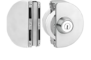 Qrity Zamek do drzwi szklanych ze stali nierdzewnej z miedzianym kluczem do biura, domu, łazienki o grubości 10-12 mm