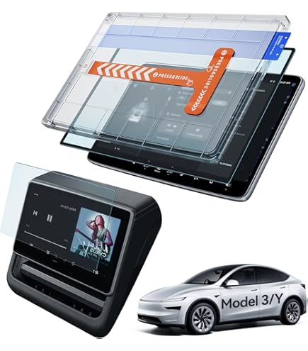 GAFAT [Lot De 4] Tesla Model Y Juniper 2025 2026/ Model 3 2024 2025 Film De Protection D'Écran 15,4" Touchscreen + 8" Touchscreen Arrière, Model 3 Highland Model Y 2025 Film En