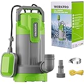 WORKPRO Submersible Dirty Water Pump, 700W | Maximum flow rate. 17000L/h, Immersion up to 23 ft and Float Switch for Basement