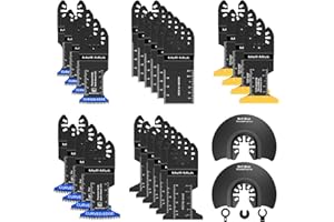 Meff-Mluk 26PCS Japanese Titanium Oscillating Saw Blades, Universal Titanium Multitool Blades for Wood Plastics Metal Cutting, Multi Tool Blade Kits Fit Milwaukee Ryobi Rockwell Makita Bosch and More