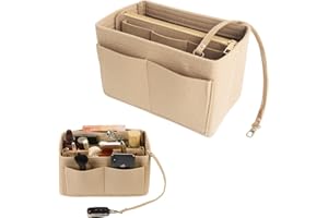 LHOEST Organizer kieszonkowy Shopper filcowy mały czarny khaki organizer torba torebka z zamkiem błyskawicznym kieszeń organizer do torebki kieszeń wewnętrzna do torebek damskich klucze artykuły