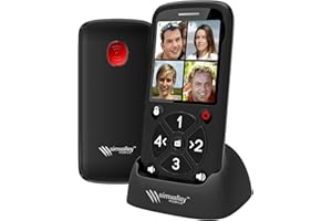 simvalley Communications Seniorenhandy 5 Tasten: 5-Tasten-Senioren-Handy mit Garantruf Premium, Radio und Ladestation (Rentner Handy, Seniorenhandy Große Tasten, Schnurloses Telefon)