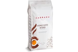 CARRARO 1927 Aroma e Gusto Intenso, 100% Robusta Dark Roast Whole Coffee Beans 1kg - Strong Coffee - Intensity 10/10, Rich Crema, Premium Beans from Vietnam & Uganda, Made in Italy
