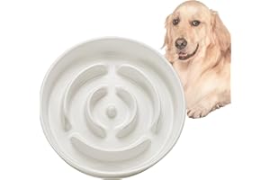 MOPANG Gamelle Anti-Gloutonie pour Chiens de Moyenne et Grande, Bols Surélevés en Céramique pour Slow-Feeder, Antidérapante Gamelle pour Chiens, Ø 21cm, 1000ml, Blanc Ivoire