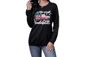 Clearlove Damen Weihnachten Sweatshirt Weihnachtspullover Frauen Casual Langarmshirt Christmas Sweat Oberteile Top S-XXL