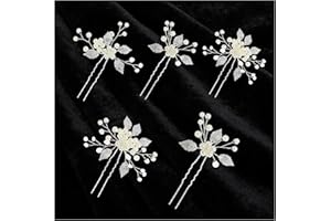 ‎ZOETEKWAY ZoeTekway pakiet 5 luksusowych szpilek do włosów ślubnych, ślubne akcesoria do włosów koraliki, perły ślubne ozdoba do włosów, srebrne spinki do włosów dla nowożeńców i druhny