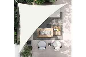 HENG FENG Żagiel Przeciwsłoneczny Wodoodporny Trójkątny PES 3x3x4.25m Poliester Ochrona Przed Promieniowaniem UV do Ogrodu Patio na Zewnątrz Balkon Kolor Beżowy