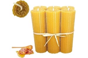 BOEMY Świece miodowe | zestaw 6 naturalnych świec z wosku pszczelego [adwent-Boże Narodzenie] | grube wymiary – 3 x 10 cm