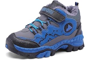 Qciplr Scarpe Invernali Bambini Scarponi da Neve Ragazzi Ragazza Caloroso Scarpe Cotone Scarpe da Trekking Laccio Stivali Invernali per all'aperto Antiscivolo