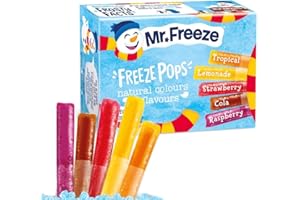 KHUDADAD 140x Mr. Freeze Pops Assorted Flavours| (Cola, Lemonade Raspberry Strawberry Tropical) Ice Lollies