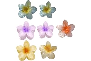 Zynewa 7 sztuk spinek do włosów w kształcie kwiatu, z tworzywa sztucznego, hawajskie spinki do włosów, dla kobiet (3 duże + 4 małe)