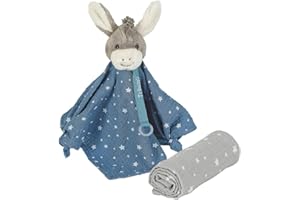 Sterntaler Träumli-Set, Esel Emmi, Schmusetuch mit Schnullervorrichtung und Schnuffeltuch, Hellblau/Grau