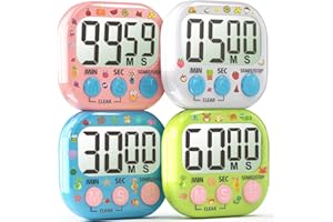 Acomingwin 4 Pack Digital Timer for Kids, Kitchen Timers for Cooking, Magnetic Countdown Timer for Teachers, Classroom, Study, Exercise, Work - Powered by AAA (Not included)